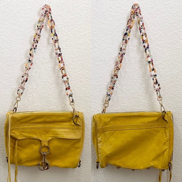 REBECCA MINKOFF Mustard Yellow M.A.C. Suede Crossbody - Picture 3 of 16